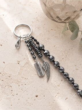 Hematite Mala Keychain | Bag Charm | Mala Accessories